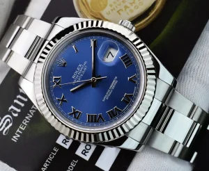 Men's Watches | Dress Watches | Sant Blanc ROLEX Mens 18kt White Gold & Stainless Steel DateJust II Blue Roman Model 116334