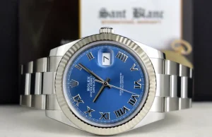 Men's Watches | Dress Watches | Sant Blanc ROLEX Mens 18kt White Gold & Stainless Steel DateJust 41 Blue Roman Model 126334