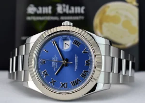 Men's Watches | Dress Watches | Sant Blanc ROLEX Mens 18kt White Gold & Stainless Steel DateJust II Blue Roman Model 116334