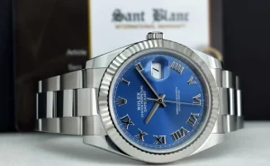 Men's Watches | Dress Watches | Sant Blanc ROLEX Mens 18kt White Gold & Stainless Steel DateJust 41 Blue Roman Model 126334