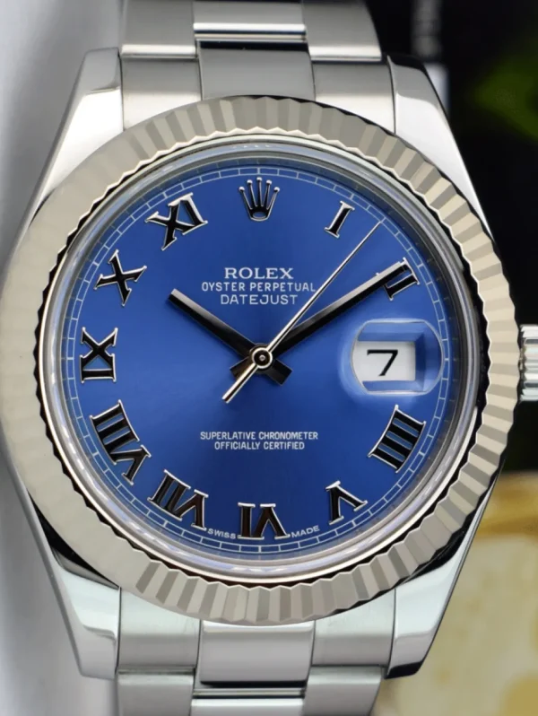 Men's Watches | Dress Watches | Sant Blanc ROLEX Mens 18kt White Gold & Stainless Steel DateJust II Blue Roman Model 116334
