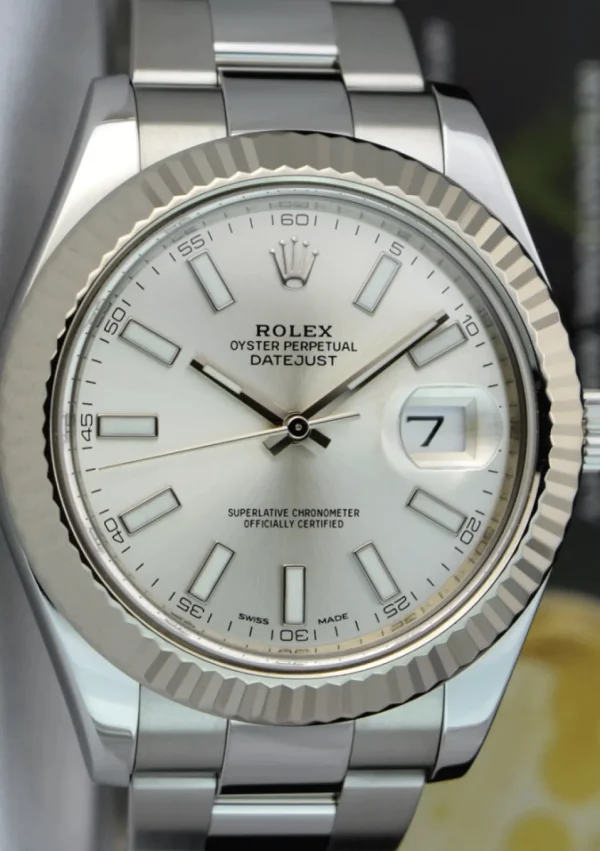Dress Watches | Men's Watches | Sant Blanc ROLEX Mens 18kt White Gold & Stainless Steel DateJust II Silver Index Dial Model 116334