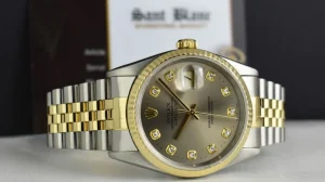 Men's Watches | Dress Watches | Sant Blanc ROLEX Mens 36mm 18kt Gold & Stainless Steel DateJust Rhodium Diamond Dial Model 16233