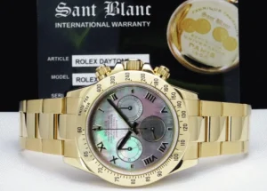 Men's Watches | Racing Professional Watches | Sant Blanc ROLEX Mens 40mm 18kt Gold Daytona Mother Of Pearl Roman Dial Model 116528