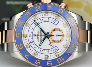 Yachting Professional Watches | Sports Watches | Sant Blanc ROLEX Mens 44mm 18kt Rose Gold & Stainless Steel YachtMaster II Blue Hands Model 116681