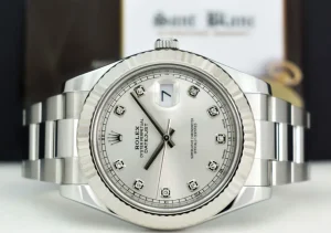 Men's Watches | Dress Watches | Sant Blanc ROLEX Men's 41mm 18kt White Gold & Stainless Steel DateJust II Silver Diamond Dial Model 116334