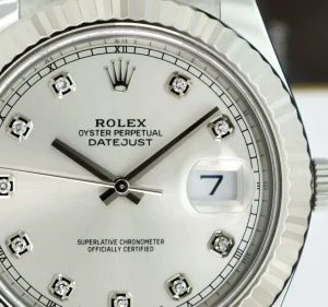 Men's Watches | Dress Watches | Sant Blanc ROLEX Men's 41mm 18kt White Gold & Stainless Steel DateJust II Silver Diamond Dial Model 116334