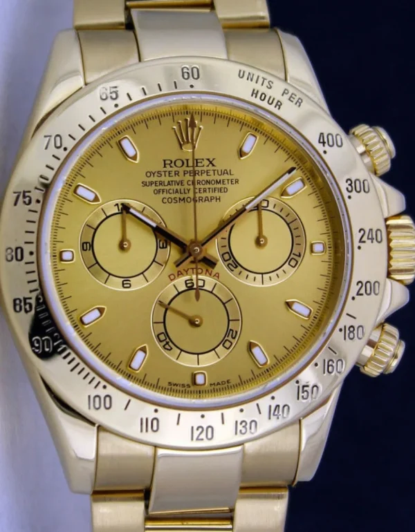 Sports Watches | Racing Professional Watches | Sant Blanc ROLEX Mens 40mm 18kt Yellow Gold Daytona Champagne Index Model 116528