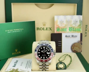 Men's Watches | Pilots Professional Watches | Sant Blanc ROLEX Mens 40mm Stainless Steel GMT Master II PEPSI Ceramic Bezel 126710BLRO
