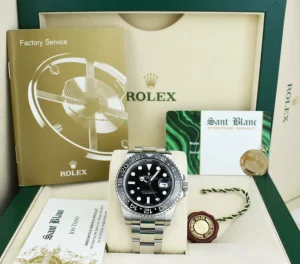 Pilots Professional Watches | Sant Blanc ROLEX Mens 40mm Stainless Steel GMT Master II Black Dial Model 116710LN