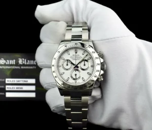 Sports Watches | Men's Watches | Sant Blanc ROLEX Mens 40mm Stainless Steel Daytona White Index Dial Fat Clasp Model 116520