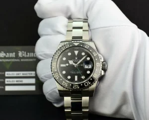 Sports Watches | Pilots Professional Watches | Sant Blanc ROLEX Mens 40mm Stainless Steel GMT Master II Black CERAMIC Bezel Model 116710LN