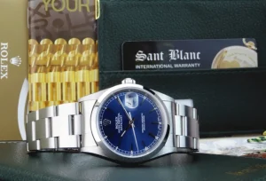Men's Watches | Dress Watches | Sant Blanc ROLEX Men's 36mm Stainless Steel Datejust Blue Stick Dial Model 16200