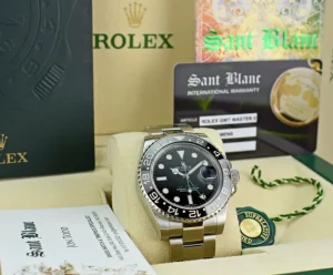 Sports Watches | Pilots Professional Watches | Sant Blanc ROLEX Mens 40mm Stainless Steel GMT Master II Black CERAMIC Bezel Model 116710LN