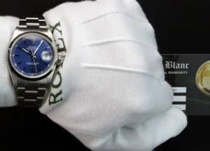 Men's Watches | Dress Watches | Sant Blanc ROLEX Men's 36mm Stainless Steel Datejust Blue Stick Dial Model 16200