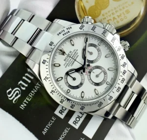 Sports Watches | Men's Watches | Sant Blanc ROLEX Mens 40mm Stainless Steel Daytona White Index Dial Fat Clasp Model 116520