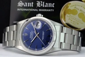 Men's Watches | Dress Watches | Sant Blanc ROLEX Men's 36mm Stainless Steel Datejust Blue Stick Dial Model 16200
