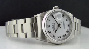 Men's Watches | Dress Watches | Sant Blanc ROLEX Men's 36mm Stainless Steel Datejust White Roman Dial Oyster Band Model 16200