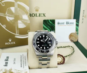 Pilots Professional Watches | Sant Blanc ROLEX Mens 40mm Stainless Steel GMT Master II Black Dial Model 116710LN