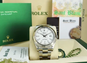 Men's Watches | Dress Watches | Sant Blanc ROLEX Mens 41mm White Gold & Stainless Steel DateJust II White Index Dial Model 116334