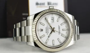 Men's Watches | Dress Watches | Sant Blanc ROLEX Mens 41mm White Gold & Stainless Steel DateJust II White Index Dial Model 116334