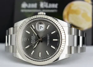 Dress Watches | Sant Blanc ROLEX Mens 41mm White Gold & Stainless DateJust 41 Rhodium Index Model 126334