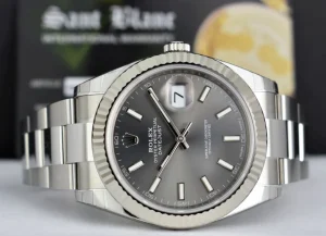 Dress Watches | Sant Blanc ROLEX Mens 41mm White Gold & Stainless DateJust 41 Rhodium Index Model 126334