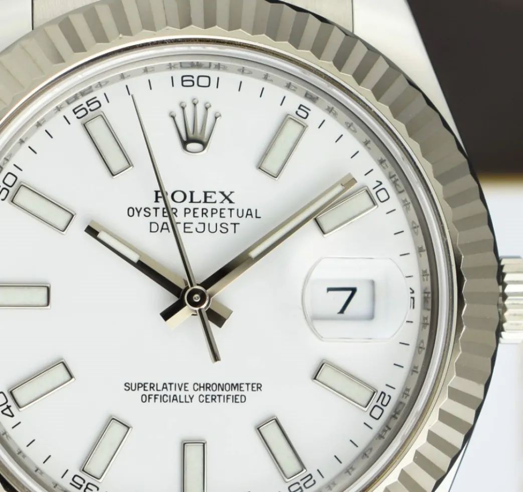 rolex_mens_mm_white_gold__7-1.webp Men's Watches | Dress Watches | Sant Blanc ROLEX Mens 41mm White Gold & Stainless Steel DateJust II White Index Dial Model 116334