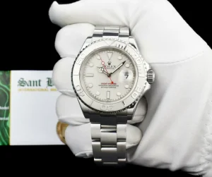 Yachting Professional Watches | Sant Blanc ROLEX Mens Platinum & Stainless Steel YachtMaster Platinum Dial Model 16622