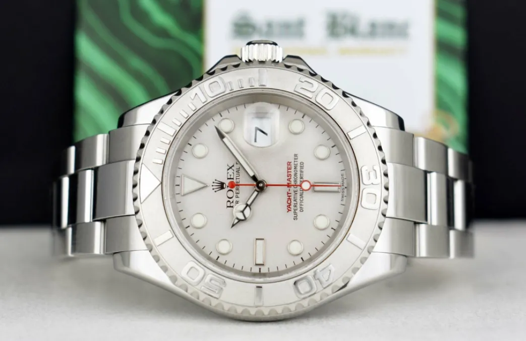 rolex_mens_platinum__stai_3.webp Yachting Professional Watches | Sant Blanc ROLEX Mens Platinum & Stainless Steel YachtMaster Platinum Dial Model 16622