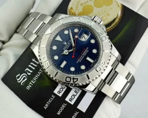 Yachting Professional Watches | Sports Watches | Sant Blanc Rolex Mens Platinum & Stainless Steel YachtMaster Blue Index Dial Model 116622