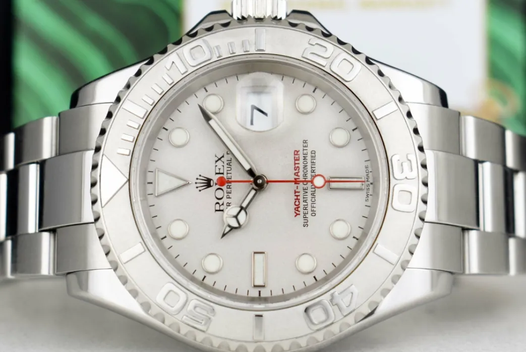 rolex_mens_platinum__stai_4.webp Yachting Professional Watches | Sant Blanc ROLEX Mens Platinum & Stainless Steel YachtMaster Platinum Dial Model 16622