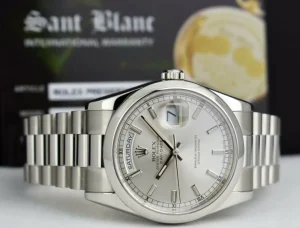 President Dress Watches | Men's Watches | Sant Blanc ROLEX Mens Platinum DayDate President Silver Index Model 118206