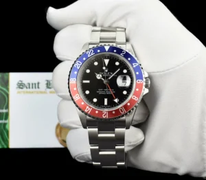Pilots Professional Watches | Sant Blanc ROLEX Mens Stainless Steel GMT Master II Pepsi Bezel No Holes Model 16710