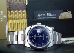 Men's Watches | Dress Watches | Sant Blanc ROLEX Mens Stainless Steel DateJust 36 Blue Roman Dial Oyster Band Model 116200