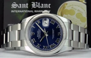 Men's Watches | Dress Watches | Sant Blanc ROLEX Mens Stainless Steel DateJust 36 Blue Roman Dial Oyster Band Model 116200