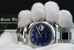 Men's Watches | Dress Watches | Sant Blanc ROLEX Mens Stainless Steel DateJust 36 Blue Roman Dial Oyster Band Model 116200