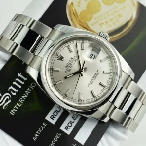 Men's Watches | Dress Watches | Sant Blanc ROLEX Mens Stainless Steel DateJust Silver Index Dial Oyster Band Model 116200