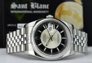 Men's Watches | Dress Watches | Sant Blanc ROLEX Mens Stainless Steel Datejust 36 Black BulIseye Dial Jubilee Band Model 116200