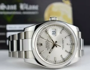 Men's Watches | Dress Watches | Sant Blanc ROLEX Mens Stainless Steel DateJust Silver Index Dial Oyster Band Model 116200
