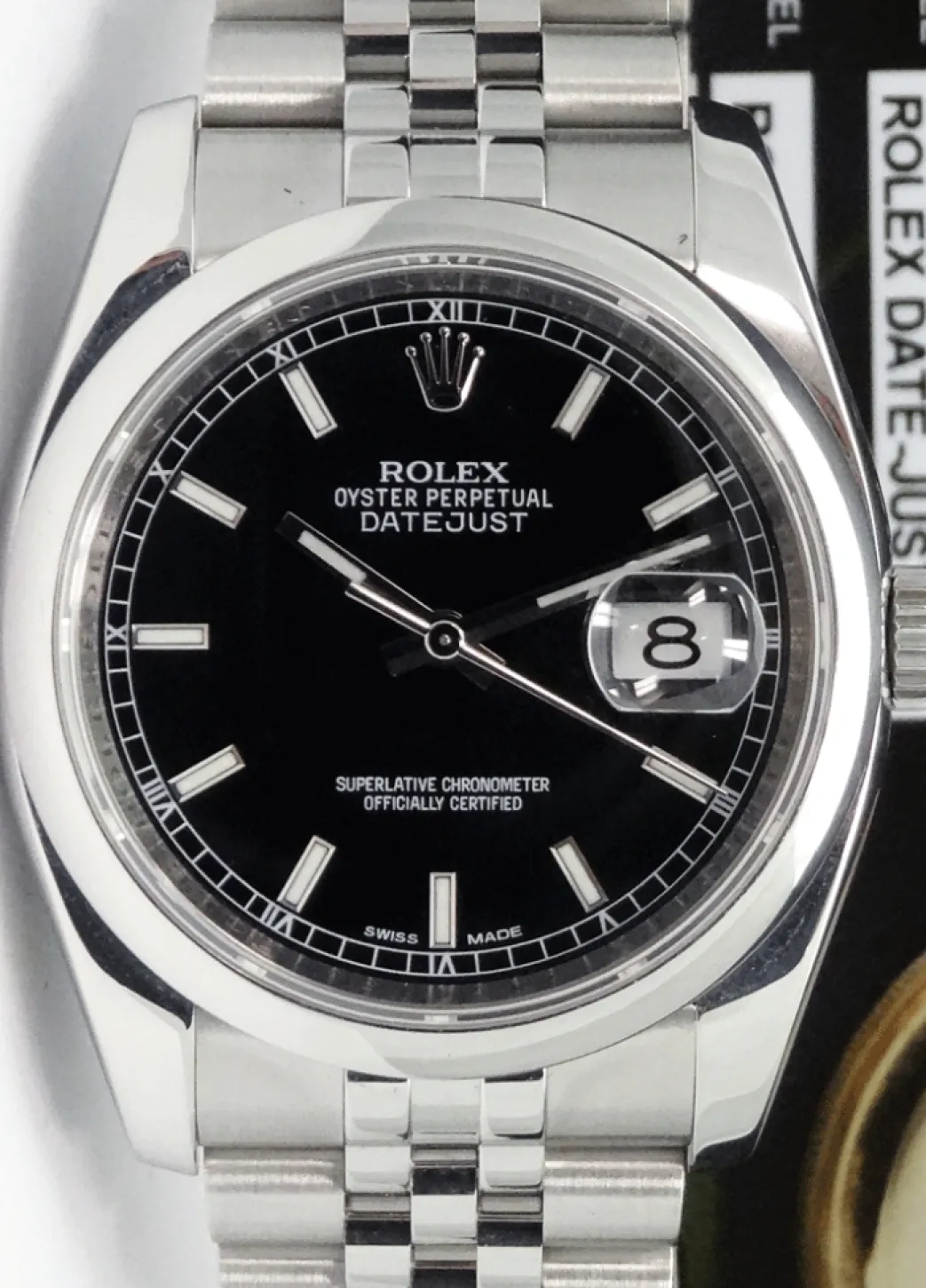 rolex_mens_stainless_stee_6-9.webp Men's Watches | Dress Watches | Sant Blanc ROLEX Mens Stainless Steel Datejust 36 Black Index Dial Jubilee Band Model 116200