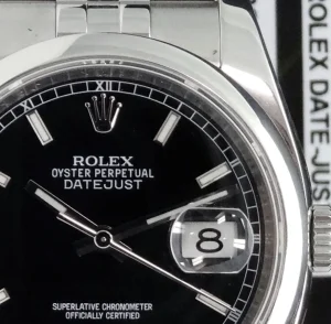 Men's Watches | Dress Watches | Sant Blanc ROLEX Mens Stainless Steel Datejust 36 Black Index Dial Jubilee Band Model 116200