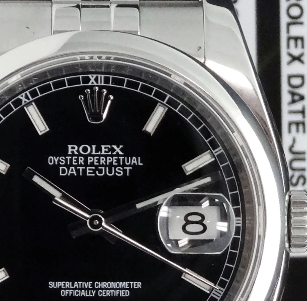 rolex_mens_stainless_stee_7-9.webp Men's Watches | Dress Watches | Sant Blanc ROLEX Mens Stainless Steel Datejust 36 Black Index Dial Jubilee Band Model 116200
