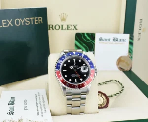 Pilots Professional Watches | Sant Blanc ROLEX Mens Stainless Steel GMT Master II Pepsi Bezel No Holes Model 16710