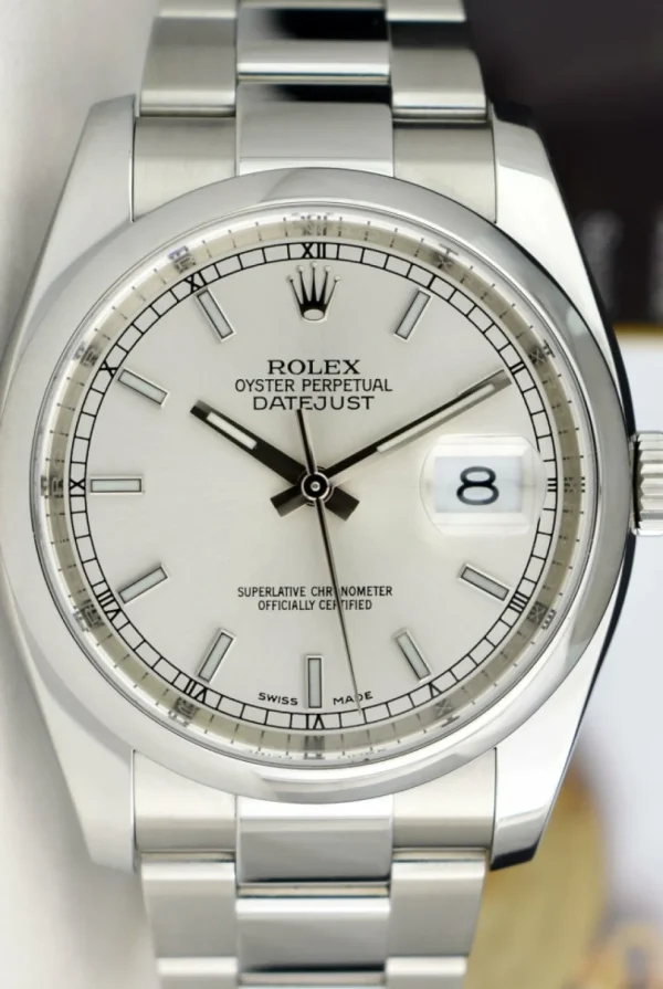 Men's Watches | Dress Watches | Sant Blanc ROLEX Mens Stainless Steel DateJust 36 Silver Index Dial Oyster Band Model 116200