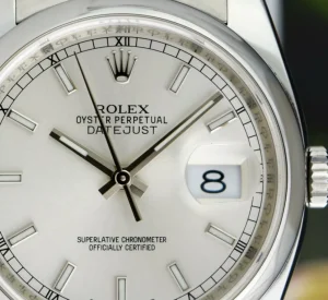 Men's Watches | Dress Watches | Sant Blanc ROLEX Mens Stainless Steel DateJust Silver Index Dial Oyster Band Model 116200