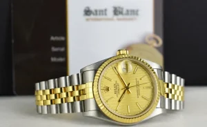 Ladies Watches | Dress Watches | Sant Blanc ROLEX MIDSIZE - 31mm 18kt Gold & SS Datejust Champagne Tapestry Dial Model 68273