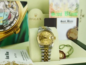 Ladies Watches | Dress Watches | Sant Blanc ROLEX MidSize 18kt Gold & Stainless Steel Datejust Champagne Diamond Dial Model 68273