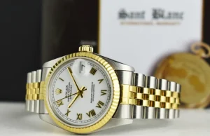 Ladies Watches | Dress Watches | Sant Blanc ROLEX Midsize 18kt Gold & Stainless Steel Datejust White Roman Dial Model 68273
