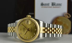 Ladies Watches | Dress Watches | Sant Blanc ROLEX MidSize 18kt Gold & Stainless Steel Datejust Champagne Diamond Dial Model 68273